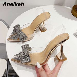 2023 Zomer Women Fashion Shoe Sexy Hogle Ankle Slingbacks Buckle Strap Pointed Teen Butterfly-Knot Decoration Pumps