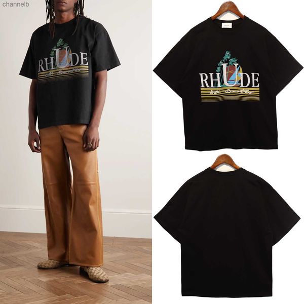 2023 Summerr Rhude camiseta de diseñador para hombre Camiseta de hombre casual Camisetas de manga corta Hombres de lujo Hip Hop ropa camisetas de alta calidad camiseta transpirable TAMAÑO DE EE. UU. S-XXL L230518