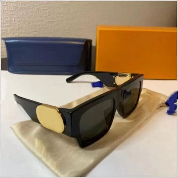 2023 Lunettes de soleil Link Cadre Lens Black Gold Logo Unisexe Sun Glasses Men Femmes Homme Mens Lunettes de soleil Fashion UV400 Protection avec boîte de boîte