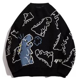 2023 Pull Hommes Harajuku Mode Tricoté Hip Hop Streetwear Dinosaure Dessin Animé Pull Surdimensionné Casual Couple ONeck Vintage Chandails 220815