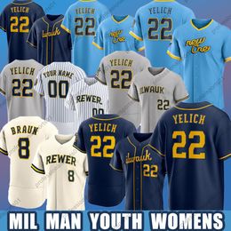 22 Christian Yelich Jersey 5 Garrett Mitchell Baseball Jerseys Joey Wiemer Milwaukees Brice Turang Willy Adames Brewers Robin Yount Jesse Winker Corbin Burnes Rowd