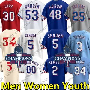 5 Corey Seager 48 Jacob Degrom Maillots de baseball personnalisés Texas Rangers Nolan Ryan Marcus Semien City Connect Josh Smith Adolis Garcia Kole Calhoun Jon Gray Hamilton