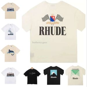 2023 T-shirts Coton décontracté t-shirts Rhude Summer Street Skateboard T-shirts Hommes manches courtes Brand Mens Tees Size S-xl