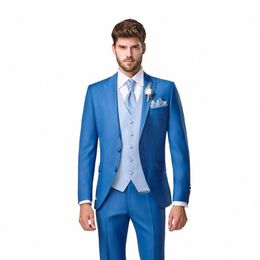 2023 Tailor Made Mannelijke Pakken Voor Weding Piek Revers Twee Butts 3 Stuks Beste Mannen Bruidegom Tuxedos Blazer + Vest + broek Kostuum Homme N2tY #