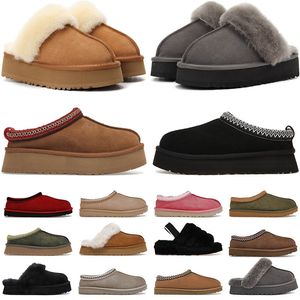 2023 Tasman zapatillas botas castañas diapositivas de piel de oveja de piel de oveja mulas mujeres hombres ultra mini plataforma bota zapatos sin cordones gamuza comodidad otoño botas de invierno