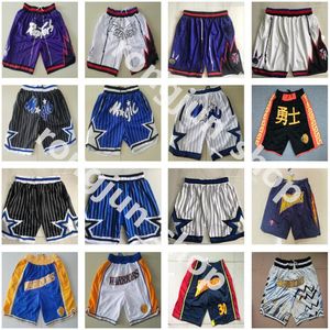 2023 Team Basketbal Shorts Just Don Wear Sport Broek Met Zak Rits Joggingbroek Hip Pop Blauw Wit Zwart Paars Groen Rood Man Gestikt Maat S-XXL