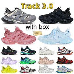2023 Tech Track 3 3.0 Casual Shoes Designer Mens Women Platform Sneakers Luxe Vintage Tracks Runners Tess.S.Gomma Leather Light Blue Blue Rose Gris Walking Trakers avec boîte