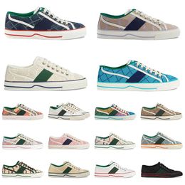 2023 Tennis 1977 Mode schoenen Luxe Designer Damesschoen Italië Groen en Rood Web Streep Rubberen Zool voor Stretch Katoen Laag platform Top Heren vrouw Sneaker