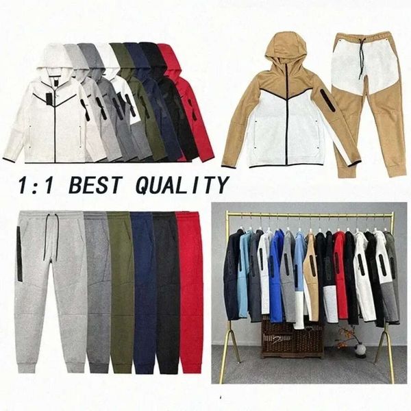 2023 Hombre grueso Deportes Tech Fleece Sudadera con capucha Diseñador Chándal Pantalones Sudadera con capucha Hombres Mujer Jogger Chándales Bottoms Ropa deportiva Chándal ES