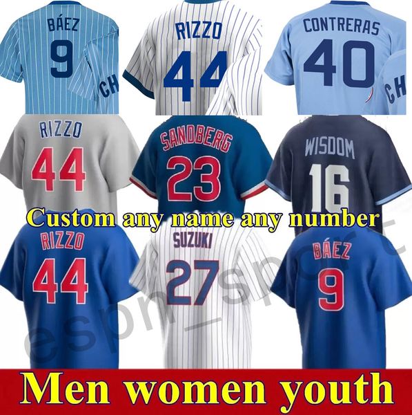 Maillot de baseball personnalisé Seiya Suzuki Chicagos Nelson Veazquez Sandberg Baez Rizzo Contreras Nick Madrigal Marcus Stroman Willson Contreras Ian Happ 2023