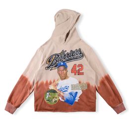 2023 Tie Dye sweatshirts hoodie voor mannen dames honkbal bedrukte trend fleece hober pullovers