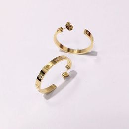 2023 Titanium Steel Gold Hoop Pendiendo para mujer Exquisito Fashion C Diamond Ring Lady Earrings Jewelry Gift2984