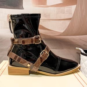 Baskets classiques en cuir noir et marron pour femmes, chaussures de créateur de mode, bottes de luxe, tailles 34 à 40