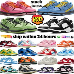 Stock de almacén local en EE. UU. Zapatillas de deporte de diseñador Zapatos casuales Flor Burbujas Botón de oro Blanco Negro Panda Triple Rosa UNC Syracuse Coast Chicago Split Zapatillas de deporte para mujer