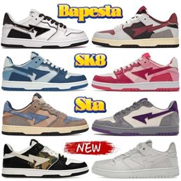 2023 Top APBapesta SK8 Court Sta chaussures de course basses Apes Nigo Light Grey Cream Beige triple Silver 16th Anniversary Brown Ivory hommes femmes