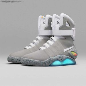 2023 TOP Back To The Future Automatische Veters Air Mag Sneakers Marty Mcfly's Air Mags Led Schoenen Back To The Future Glow In Dark Grey TOP Mcflys Met Doos