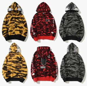 2023 Top Craftsmanship Sweats à capuche pour hommes requin pull à capuche veste de créateur tigre zip complet sweat Harajuku Mode co-branding camouflage Lumineux Nouveaux sweats à capuche