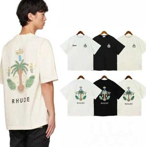 2023 Top Artisanat Rhude Hommes T-shirts d'été T-shirts de créateurs de mode Street Casual Manches courtes T-shirts de style de plage Chemise d'impression en coton tk2