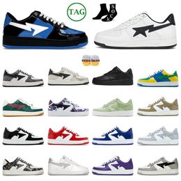 2023 Top Diseñador de moda Zapatos casuales Sk8 Sta Zapatos Hombres Mujeres Mad Shark Negro Naranja Medicom Juguete Camo Negro Italia Negro Plataforma deportiva al aire libre Zapatillas de deporte Bapestass