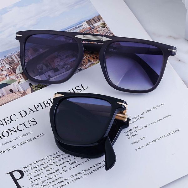 2023 Top Plegable PC Material ligero Marco completo Negro Hombres y mujeres Gafas de sol de calidad de lujo Conveniente para llevar Púrpura Negro Marco grande Estilo de uso diario Estilo