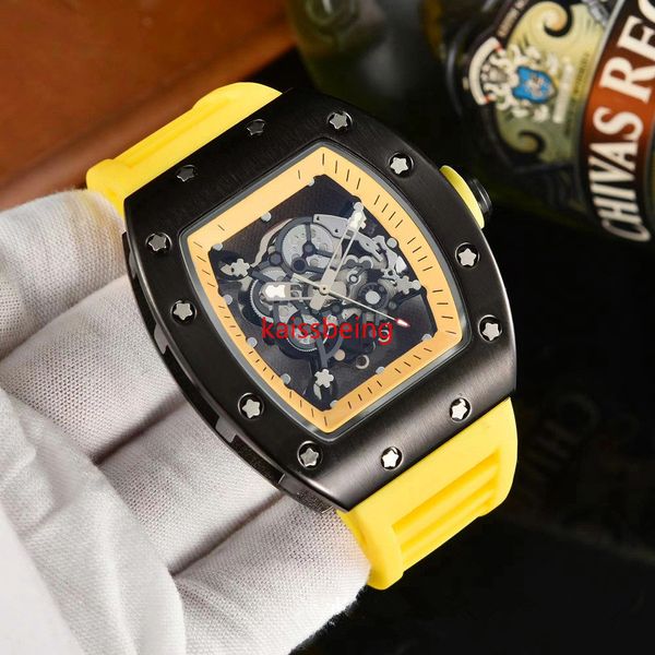 2023 Top marca de lujo R-aguja ahuecada permeable dibujo color cara lujo impermeable relojes de cuarzo automáticos para hombres