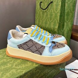 2023-Top Luxe Hommes Femmes Screener Sneakers Chaussures avec Cristaux Rayé Rétro Cuir Plate-Forme Baskets Bicolore Flatform Semelle Couple Skateboard Marche