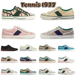 2023 top nieuwe Designers Tennis 1977 Sneakers Luxe Canvas Schoenen Beige Blauw Gewassen Jacquard Denim Schoen Ace Rubberen Zool Geborduurde Vintage Casual Sneaker