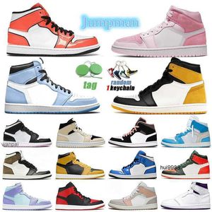 2023 Top Qualité Jumpman 1 1s Basketball Chaussures Haute Fearless Obsidian Hommes Femmes Barely Orange Blanc Matelassé Néerlandais Vert Pêche Hyper Royal MochaJORDON JORDAB