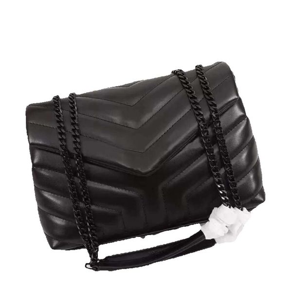 2023 Bolsas de lujo de alta calidad Loulou Diseñador de mujer Cuero negro Cadena de gran capacidad Bolsa de hombro Acolchado Messenger Bolsos Monedero