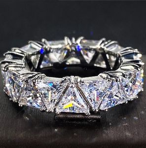 2023 Top Sell Wedding Rings Luxury Jewelry 925 Sterling Silver Triangle Cut 5A Cubic Zircon CZ Diamond Gemstones Party Handmade Women Engagement Band Ring Gift
