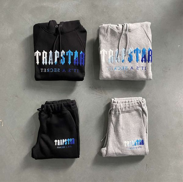 2023 Topest Calidad TRAPSTAR Chándales Reino Unido Sudadera con capucha Cartas Londres Hip-Hop Bordado Pareja Hombres Mujeres Suéter High Street Moda Bordado Conjunto con capucha YT4412