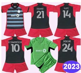 2023 Toronto FC Kit Kit Soccer Jerseys Bernardeschi Kaye Osorio Bradley Insigne Gardien de but de gardien de but Child Football Shirt