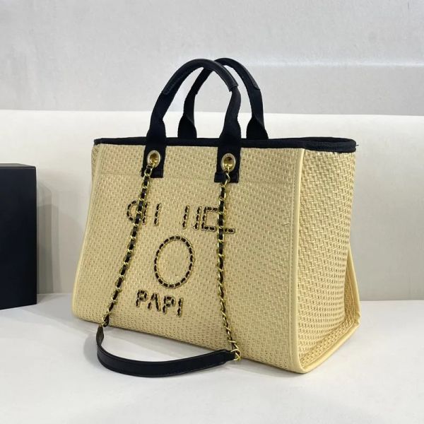 2023 tote bandolera canal Top Handle Designer Bag cc lona perla grande playa bolso totes con correa de cadena compras billetera monederos diseñador mujer bolso