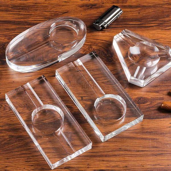 2023 Cendrier à cigares en cristal transparent Porte-cigares en verre portable Porte-cigares Extérieur Voyage Fumer Accessoires pour hommes Cadeaux HKD230808