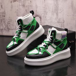 2023 Trend Hoge tops voor heren gemengde kleuren dik bodem platform Casual schoenen buiten alle match loafers sport wandelen sneakers