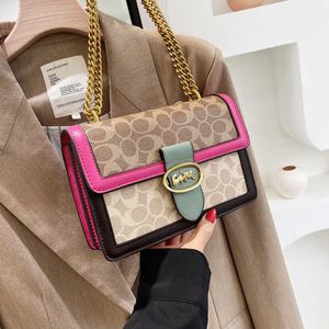 2023 Trendy Brand Fashion A Woman's Bag modieus en prachtige Koreaanse kleurencontrast Dames nieuwe keten msenger dubbele compartiment kleine vierkante bedrukte schouder