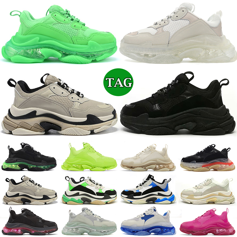 Triple 2023 s Men Women Designer Casual Shoes Platform Sneakers Clear Sole Black White Grey Red Pink Blue Royal Neon Green Mens Trainers Tennis