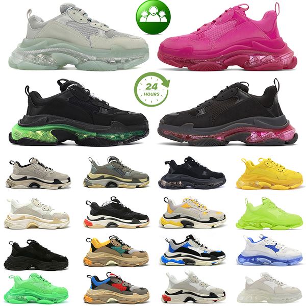 2023 triple s sneaker designer de luxe chaussures de course mode haute hommes femmes noir blanc gris rose rouge vert fluorescent vert jaune élevé formateur de plate-forme pour hommes