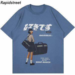 2023 T -shirt Streetwear Men Harajuku Japanse meidenposter Grafische t -shirts korte mouw Casual hiphop losse t -shirt katoen tops 240409