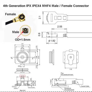 2023 U.FL / IPX ipex UFL naar RP-SMA SMA-vrouwelijke mannelijke antenne WIFI PIGTAIL CABLE IPX 1.13MM RF-kabels 15cm