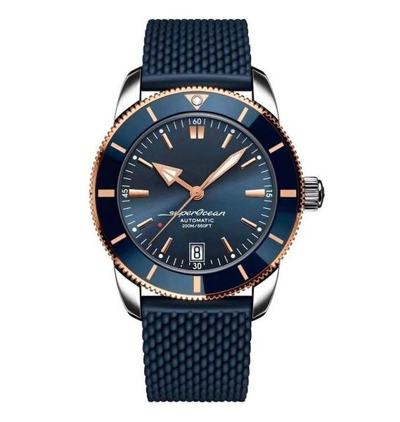 2023 U1 Brietling Montre pour hommes de qualité supérieure AAA Mouvement mécanique automatique en acier inoxydable Verre saphir 46 mm Montre Bracelet en caoutchouc bleu noir Montre-bracelet