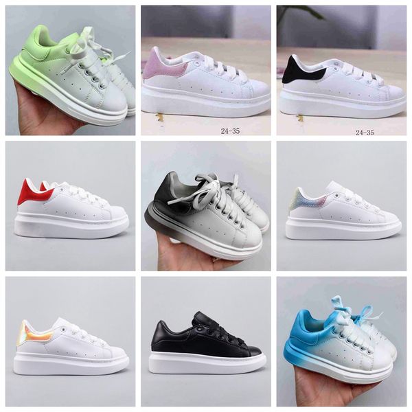 2023 Unisexe Sells Designer Kids Chaussures Dream Blue Single Single Sneaker Sneaker Rubber Sole Soft Calfskin Le cuir en cuir Lace Up Forwear Sports Footwear 26-35