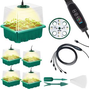 2023 Upgraded Seed Starter Tray Grow Light with Adjustable Brightness Humidity for Indoor Seed Growing Germinating Propagation