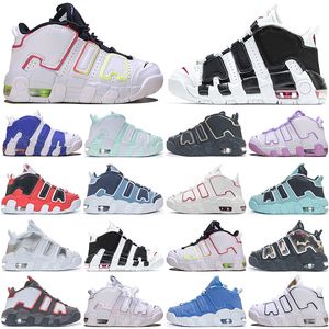 2023 UPTEMPOS Kids Chaussures Boys Boys Toddlers Sneakers Trainers More Tri-Color Pippen Total White Sunset Black Black Bulls Rythme Raygun Denim Girls Shoe