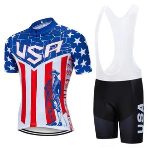 204 USA Cycling Team Jersey Bike Shorts Bib Set Ropa Ciclismo Mens Mtb Shirt Summer Pro Bicycling Maillot Bottom Clothing