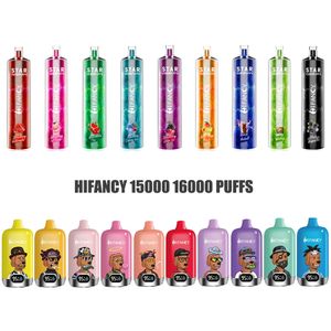 2023 Vape jetable Vape Elfs Bar Hifancy 15000 16000 Puffs, E Cigarette Wapes E Hookah Charger Lost Vape Just Puff Fog Mesh Coil Vaper E-Cigs Cigarette électronique