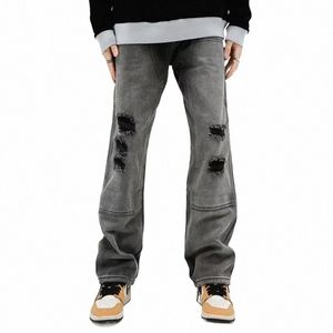 2023 Vibe Style Ripped Hole Vintage Gris Baggy Hommes Cargo Jeans Pantalons Y2K Vêtements Droite Hip Hop Cott Pantalon Pantal Homme I4tH #