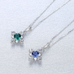 2023 Vintage bleu vert gemme S925 argent exquis pendentif collier charme femmes haute qualité collier bijoux pour femmes fête de mariage saint valentin cadeau d'anniversaire SPC