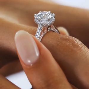 2023 Vintage Lab Diamond Finger Ring 925 Sterling Silver Party Wedding Band Ringen voor vrouwelijke mannen beloven verloving sieradencadeau