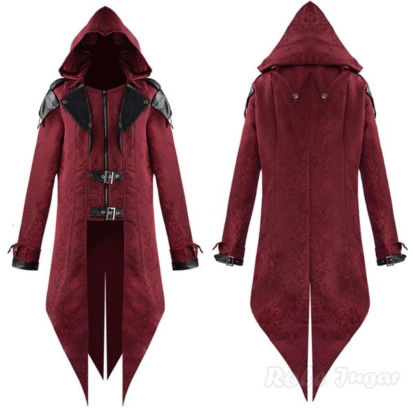 Costume de Cosplay Vintage pour jeu d'assassin médiéval, veste à capuche brodée, vêtements d'extérieur pour fête d'halloween, 2023